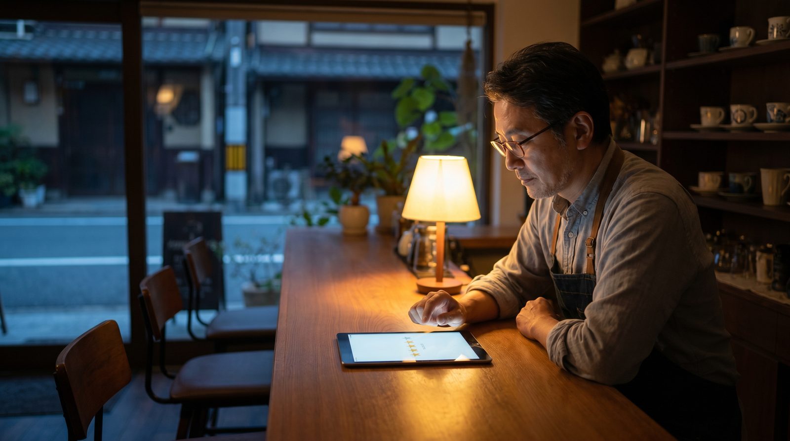 スマホでお店の口コミと、お店からの返信を読み比べている様子のイメージ