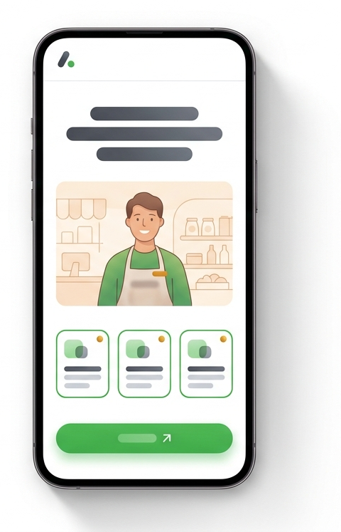 スマートフォンに表示したCV特化型ランディングページのイメージ