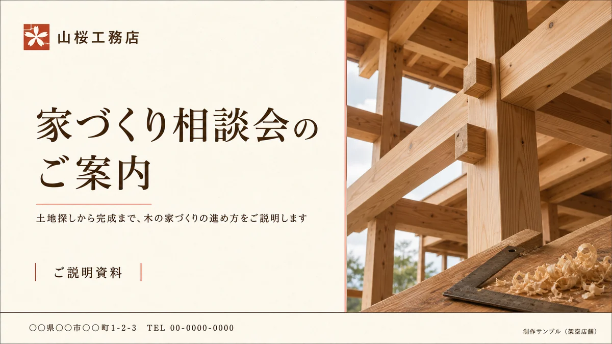 工務店の営業資料（表紙）のデザイン見本（16:9）